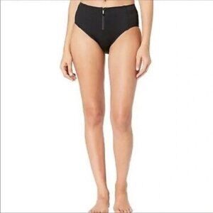 ⚡Kate Spade Size Small Marco Island Black High Rise Ribbed Zipper Bikini Bottoms